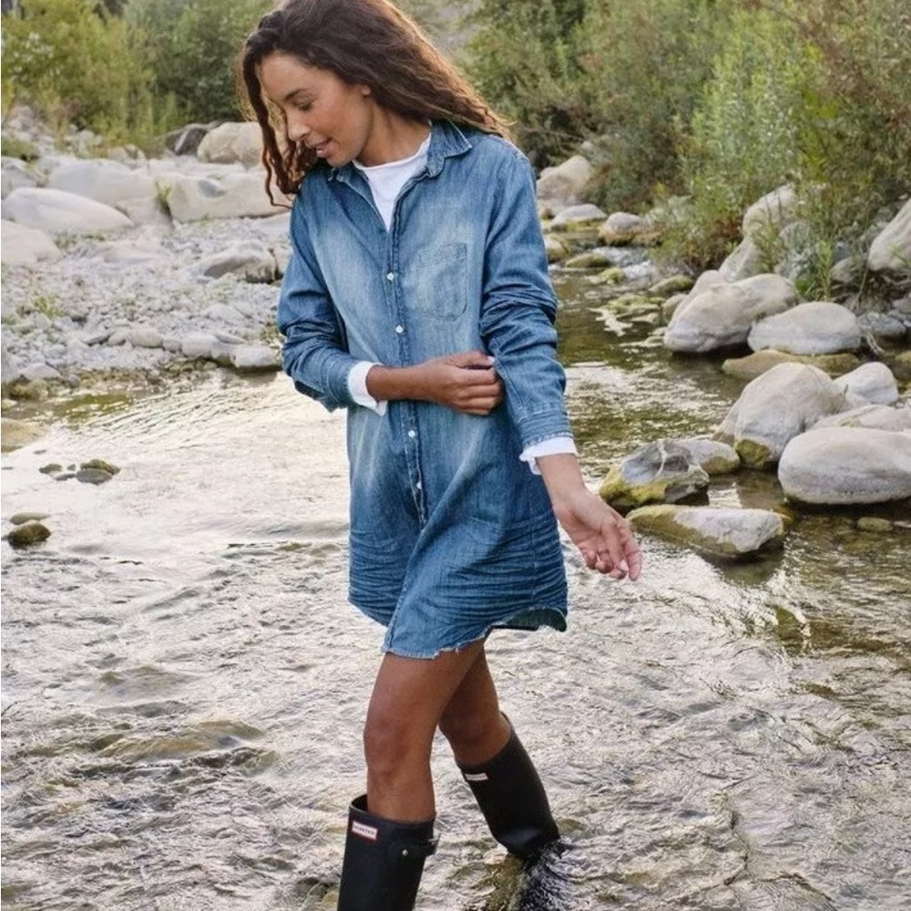 Frank & Eileen Mary Classic Denim Shirt Dress Vintage Stonewashed Indigo M